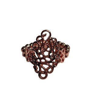 Rose Goldtone Filigree Adjustable Ring Stretchy